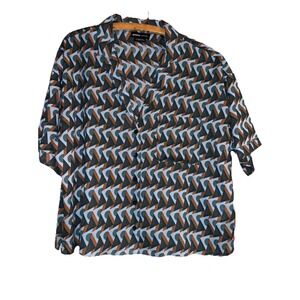 prAna Iguala Women's Short‎ Sleeve Geom Button Up Large Sustainable Cottagecore